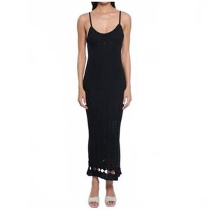 Peixoto Nora Knit Dress Black Bodycon Midi Tank Sexy Badie S